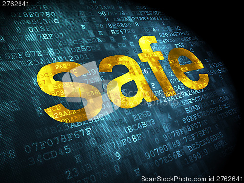 Image of Security concept: safe on digital background