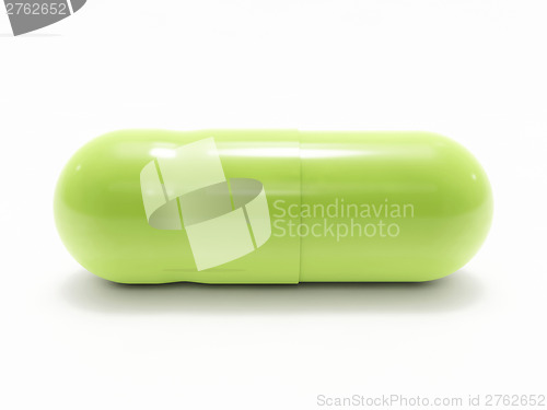 Image of Green pill on white