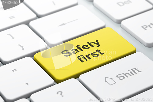 Image of computer keyboard with Safety First