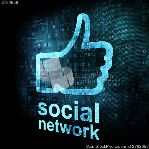 Image of Like + social network on digital screen