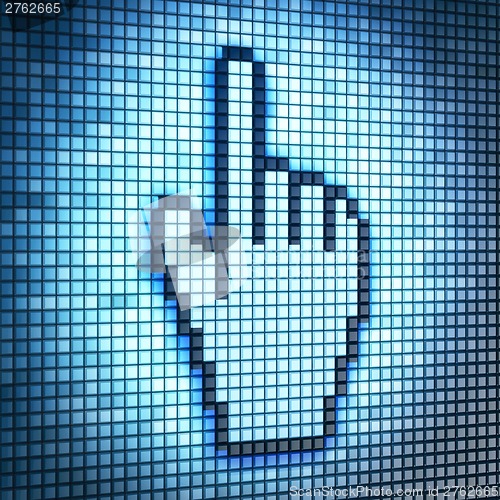 Image of Screen with hand-shaped cursor