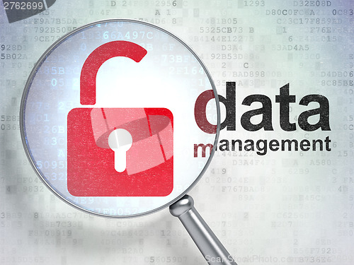 Image of icon padlock and words data management