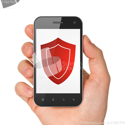 Image of Protection concept: smartphone with Shield.