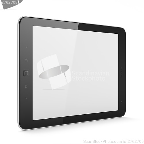 Image of Beautiful black tablet pc on white background