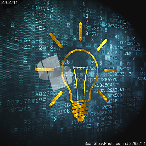 Image of Finance concept: Light Bulb on digital background