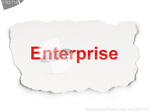 Image of Torn paper with words Enterprise on  background