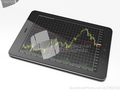 Image of Beautiful black tablet pc on white background