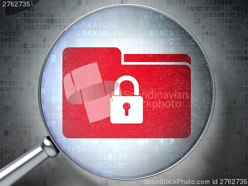 Image of Business concept: optical glass with Folder icon
