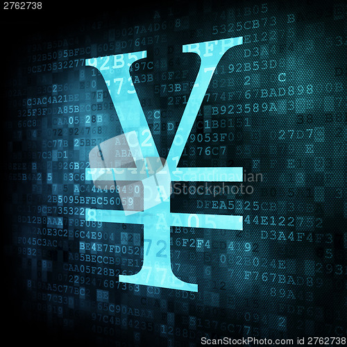 Image of Yen sign on digital screen