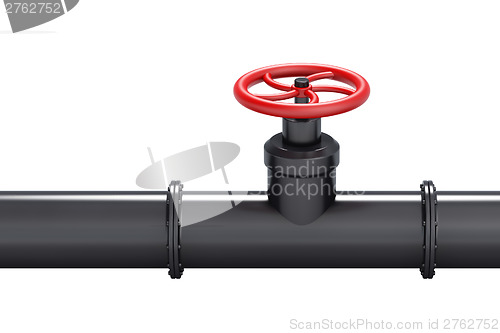 Image of Black oil pipe with red valve