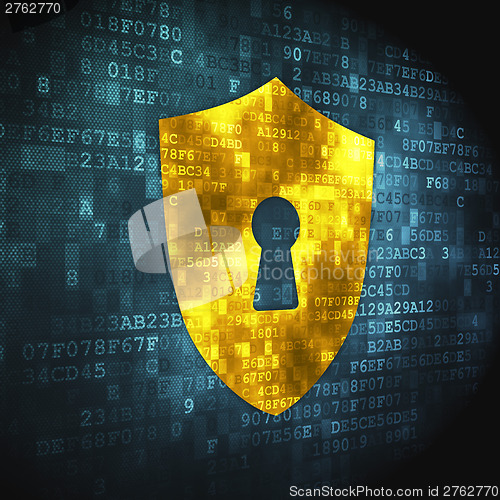 Image of Privacy concept: Shield With Keyhole on digital background