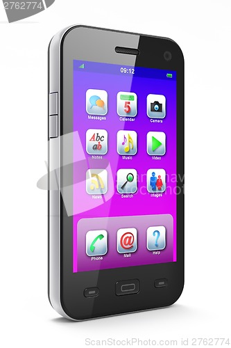 Image of Beautiful smartphone on white background