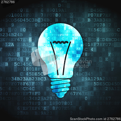 Image of Finance concept: Light Bulb on digital background