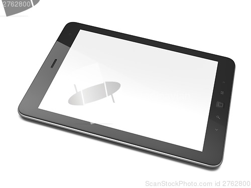 Image of Beautiful black tablet pc on white background