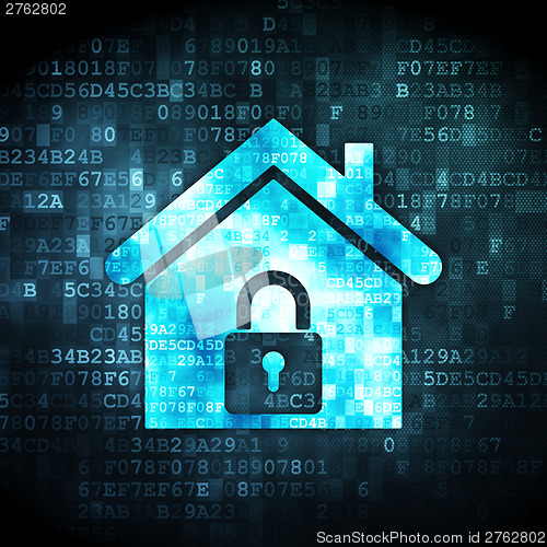 Image of Security concept: home on digital background