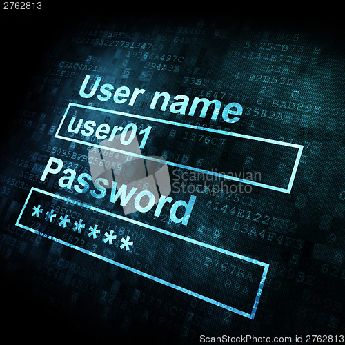 Image of Security conceprt: Login form on digital sreen