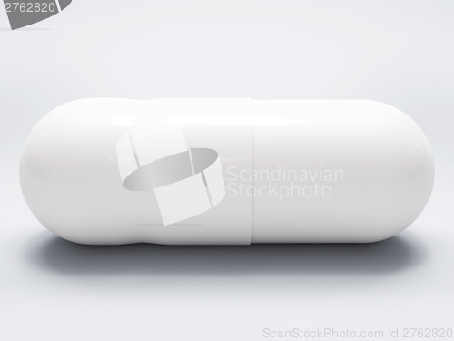 Image of White medical pill on white background