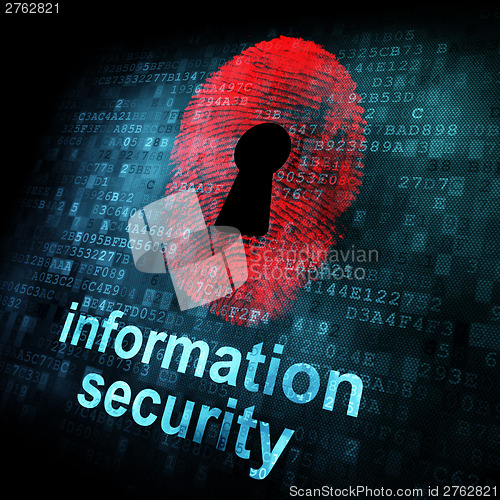 Image of Fingerprint and information security on digital screen