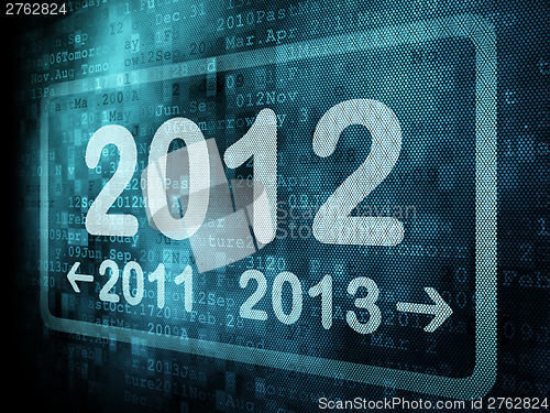 Image of Timeline concept: pixeled word 2011 2012 2013 on digital screen