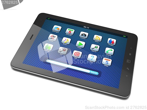 Image of Beautiful black tablet pc on white background