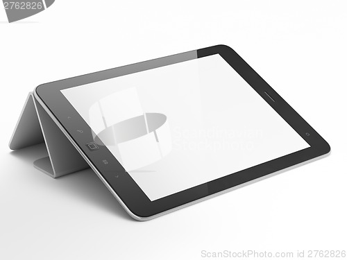Image of Black abstract tablet computer (pc) on white background