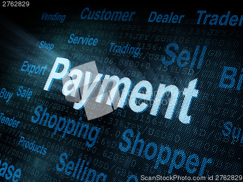 Image of Pixeled word Payment on digital screen