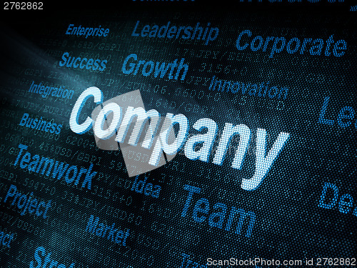 Image of Pixeled word Company on digital screen