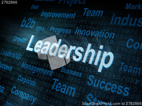 Image of Pixeled word Leadership on digital screen