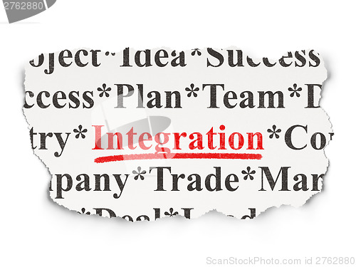 Image of Torn newspaper with words integration on  background