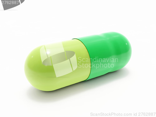 Image of Green pill on white