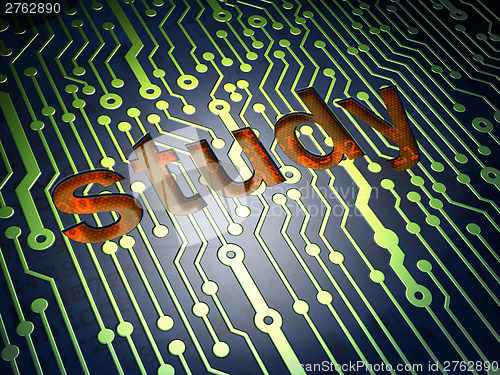 Image of Education concept: circuit board with word Study