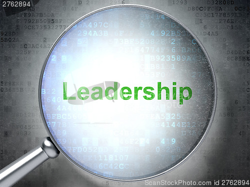 Image of Business concept: optical glass with words Leadership