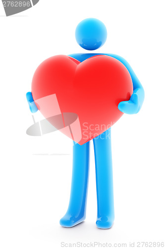 Image of Man figure holding red heart