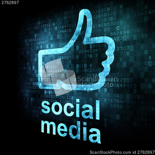 Image of Like and words Social media on digital background