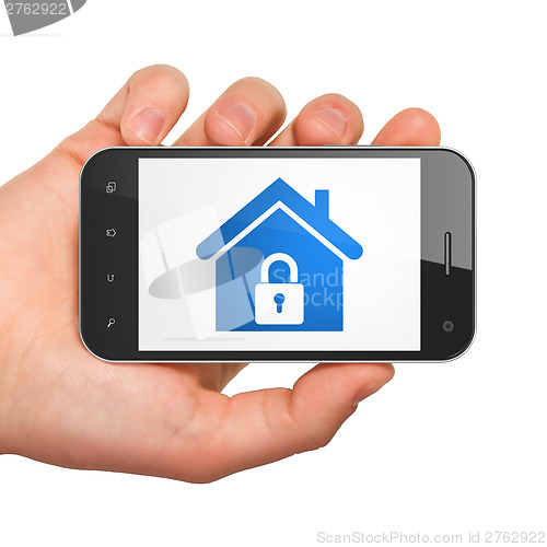 Image of Protection concept: smartphone with Home.