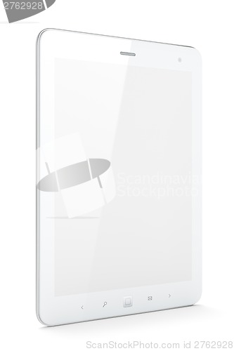 Image of Beautiful white tablet pc on white background