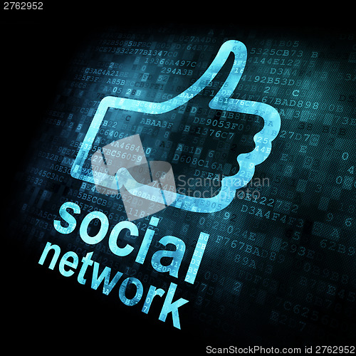 Image of Like + social network on digital screen