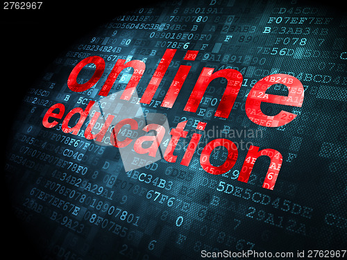 Image of online education on digital background