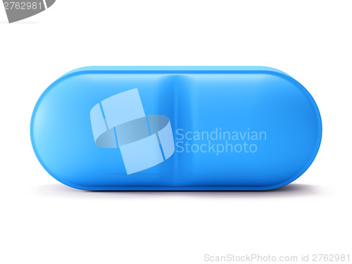 Image of Single blue pill on white