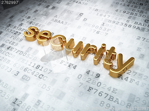 Image of golden security on digital background