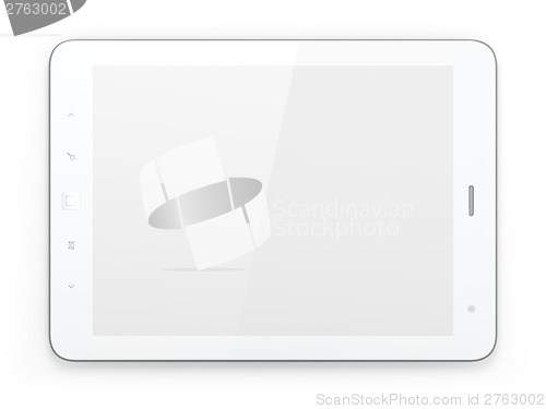 Image of Beautiful white tablet pc on white background