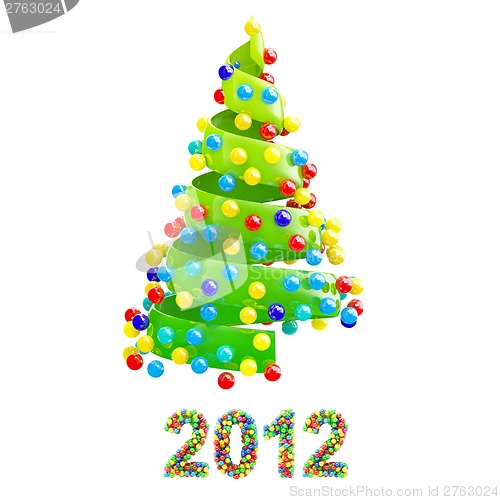 Image of Christmas tree with colorful 2012 text
