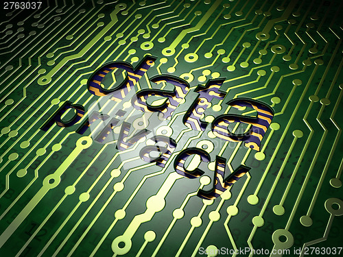 Image of Security concept: circuit board, word data privacy