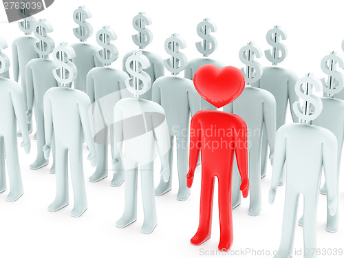 Image of Peoples with dollar-shaped and heart-shaped heads
