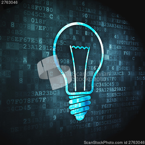 Image of Business concept: Light Bulb on digital background