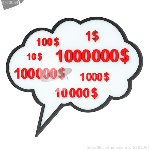 Image of Speech bubble with money values