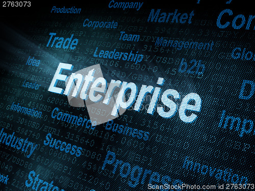 Image of Pixeled word Enterprise on digital screen