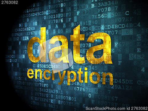 Image of Information concept: data encryption on digital background