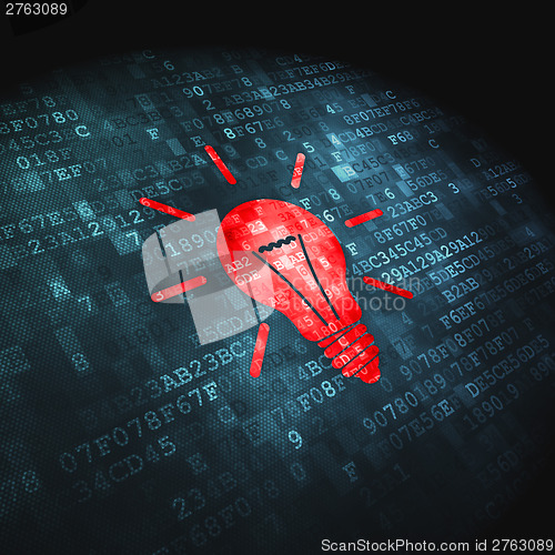 Image of Business concept: Light Bulb on digital background