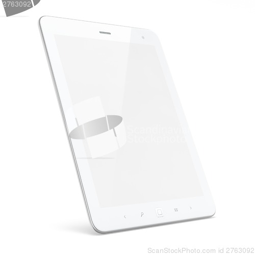 Image of Beautiful white tablet pc on white background